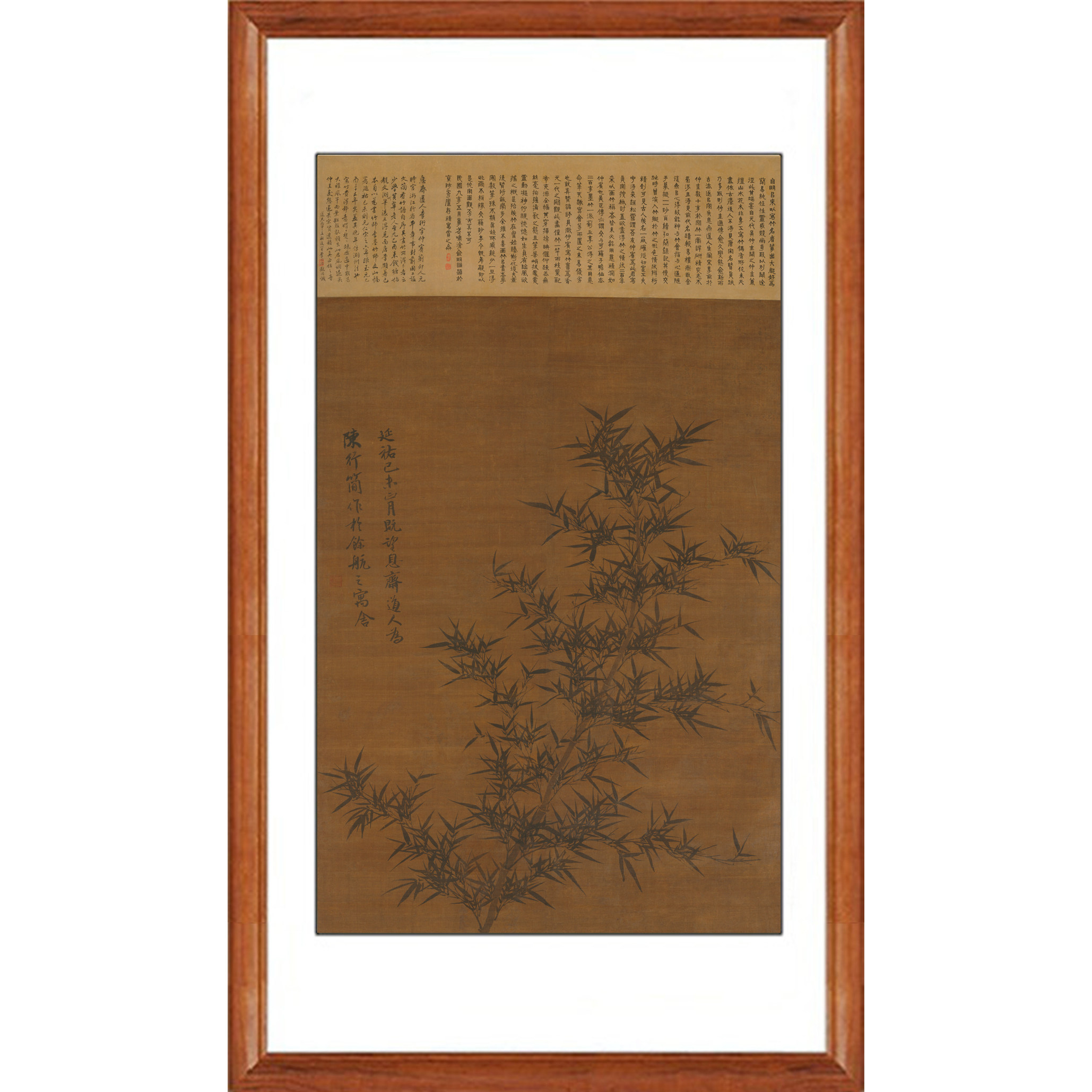 李衎水墨竹子画花鸟画装饰画墨竹图字画挂画客厅国画竖版挂轴卷轴