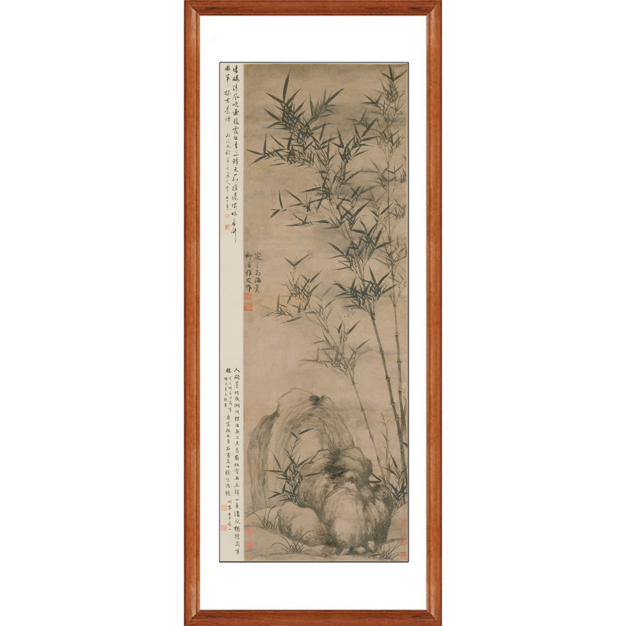 顾安竹石图墨竹花鸟画字画非手绘客厅挂画装饰画国画真迹复制卷轴