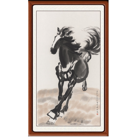 国画装饰画字画客厅真迹复制书画作品八骏图徐悲鸿 奔马图赠装裱