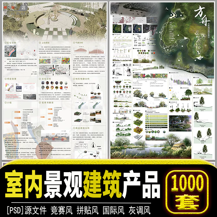 建筑室内环艺景观产品PS文件展板毕业生设计作品PSD排版模板素材