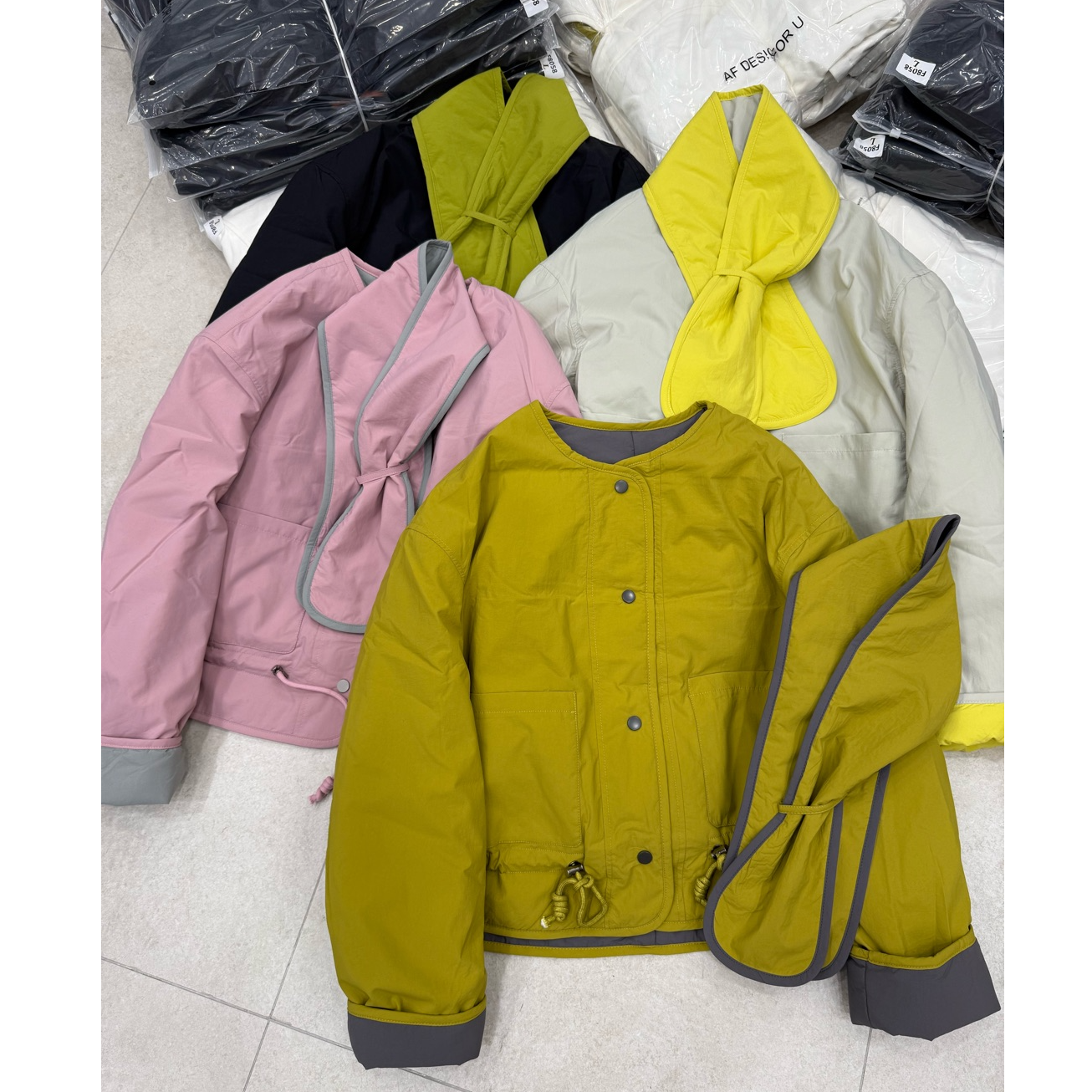 不褪色拼色长袖圆领耐磨厚款拼接常规袖棉衣棉服C70335