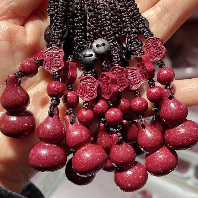 天然高含量朱砂紫金砂随身佩戴葫芦钥匙扣包包链手机链时尚挂件