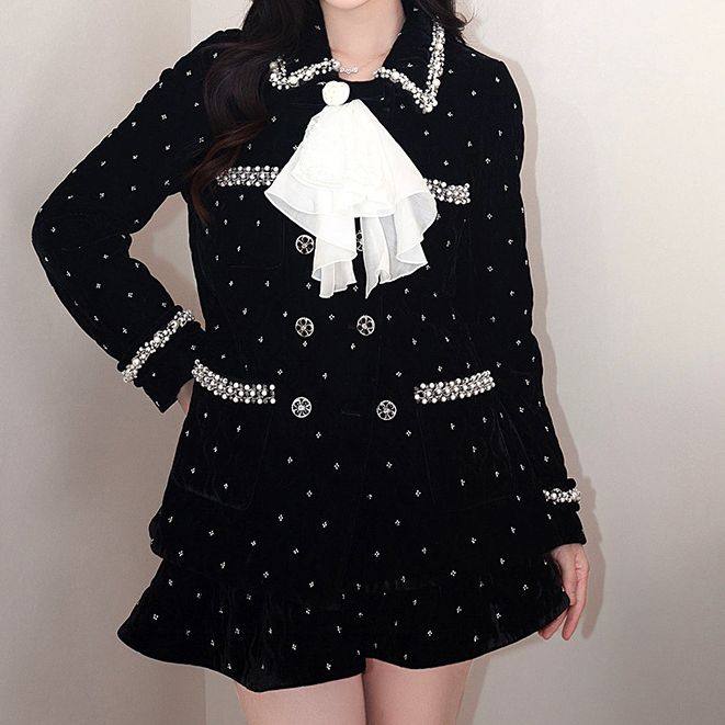 复古千金重工精致万钻钉珠丝绒外套/半裙套装秋冬女GZJ68269,女装/女士精品,时尚套装,淘宝优惠券,粉丝福利购,淘宝优惠卷