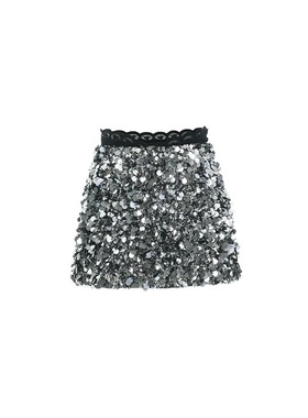 拉拉家冬季时髦千金辣妹重工华丽珠光片高腰半身裙短裙GZJ68103