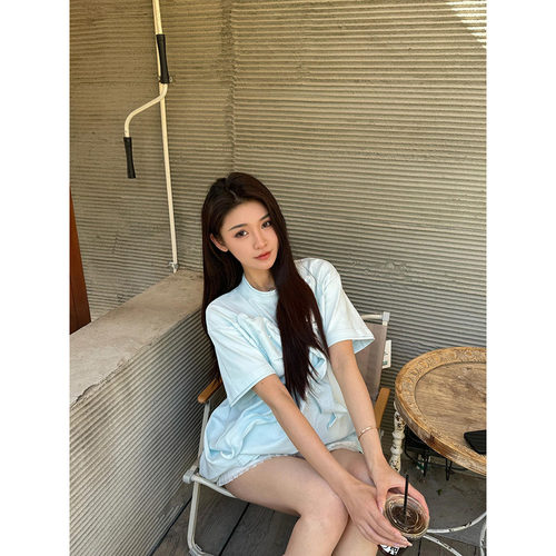 2025夏季新款时尚少女蝴蝶结短袖T恤休闲宽松上衣GBMQ68161