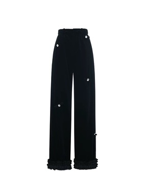 2025春节新款复古宫廷风钉珠丝绒裤直筒长裤GZJGZJ68108-3