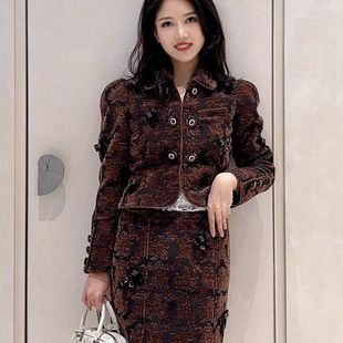 拉拉家美拉德宫廷风高贵千金玫瑰冰雪提花短款外套上衣GZJ68109