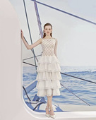 越南小众波浪纹蕾丝修身 度假连衣裙GSEN5213