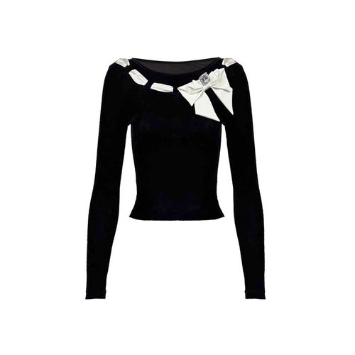 2025秋冬新款精致蝴蝶结拼接百搭显瘦长袖打底衫上衣GBMQ68256