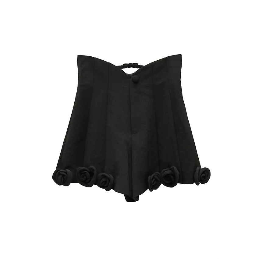 【夏夏粉丝专享】拉拉家立体玫瑰花高腰a字短裤GZJ68041