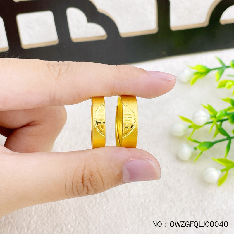 足金9999传承古法活口双喜字情侣戒指喜结良缘对戒婚嫁对戒