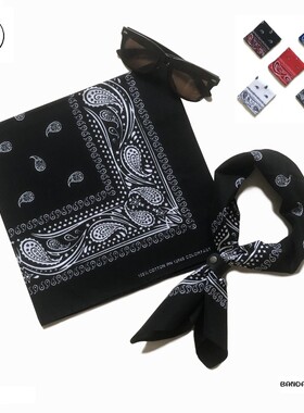 经典美式腰果花嘻哈头巾街头蒙面欧美百搭纯棉方巾西海岸匪帮潮牌