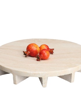 北欧水磨石托盘果盘摆件样板房电视柜卧室书房客厅桌面玄关饰品