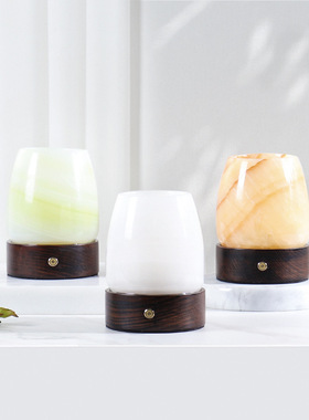 厂家直销大理石无火香薰灯卧室床头柜氛围灯调节充电款小夜灯摆件