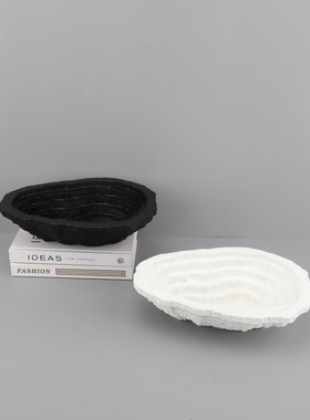 北欧树脂果盘摆设样板间客厅餐厅茶几轻奢家居收纳装饰品黑色白色