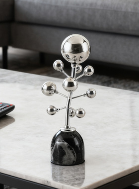 轻奢抽象金属圆球艺术摆件样板间民宿家居前台玄关博古架书房饰品