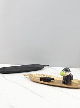 现代简约金属树叶托盘装饰果盘艺术摆件客厅餐厅茶几软装家居饰品
