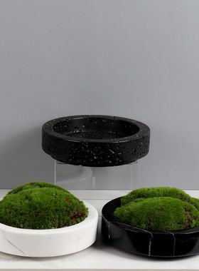 现代简约天然大理石绿植永生花盆办公室酒店桌面软装花器摆件批发