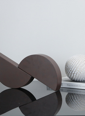 现简约铁艺双半圆摆件客厅样板房桌面书房摆件时尚软装饰品