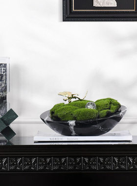 简约现代风客厅电视柜茶几玄关样板房创意大理石微景花盆造景摆件