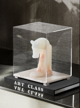 现代大理石亚克力透明罩子防尘收纳盒展会展厅摆件陈列展示盒