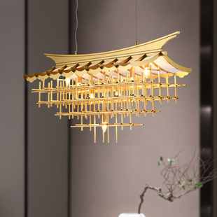 新中式吊灯茶室飞檐房子灯售楼部中餐厅非标定制复古别墅高档灯具