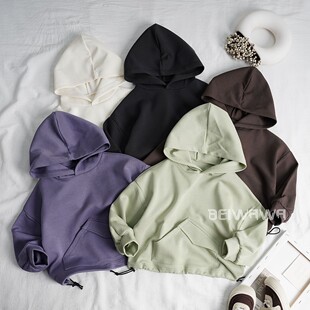 原创~韩版春款儿童纯棉宽松长袖体恤上衣 男女童大口袋连帽卫衣