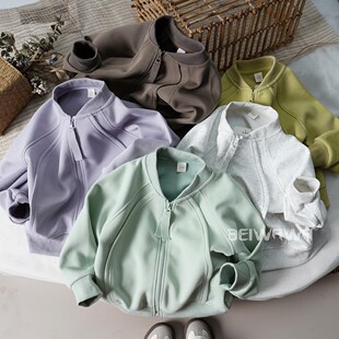 男女宝宝百搭棒球服上衣 2025秋新款 高品质 儿童纯棉拼接拉链外套