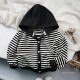 条纹休闲拉链衫 热卖 宝宝开衫 男童系扣连帽外套2026春新装 外搭 款