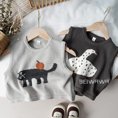 可穿3季~男女童提花毛线马甲坎肩