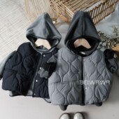 冬款 韩系宽松百搭加棉保暖坎肩外搭 小童宝宝夹棉加厚背心马甲