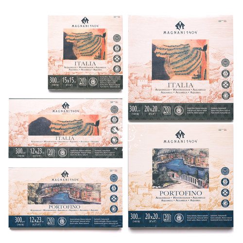 【小熊猫】意大利飞碧娜Magnani 水彩本300g封胶本水彩纸细纹中粗