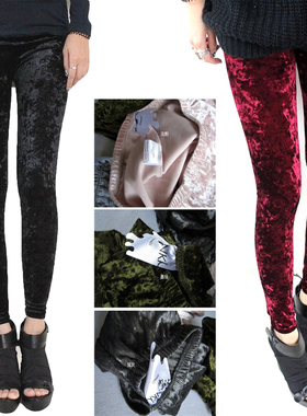 偏小百搭显瘦时尚钻石绒金丝绒打底裤九分裤黑色打底裤外穿薄款春