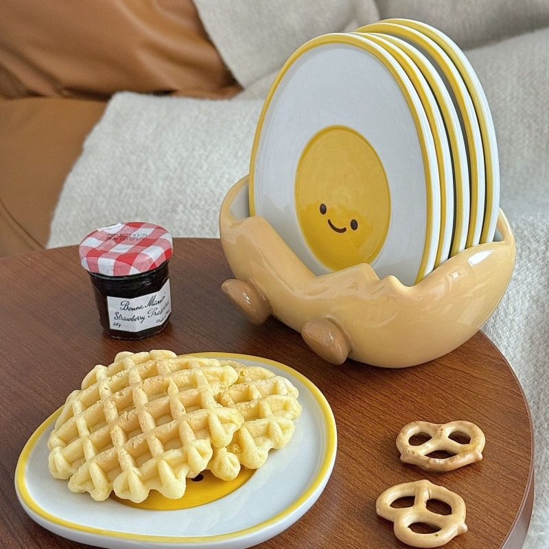 鸡蛋吐骨碟陶瓷套装家用餐厅餐盘