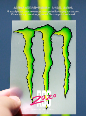 高精度渐变绿爪贴纸魔爪单板滑雪板头盔贴纸摩托车电动车防水反光