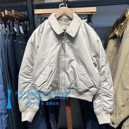 正品Levis李维斯2026年浅灰色 女士休闲棒球服夹棉外套005AQ-0002