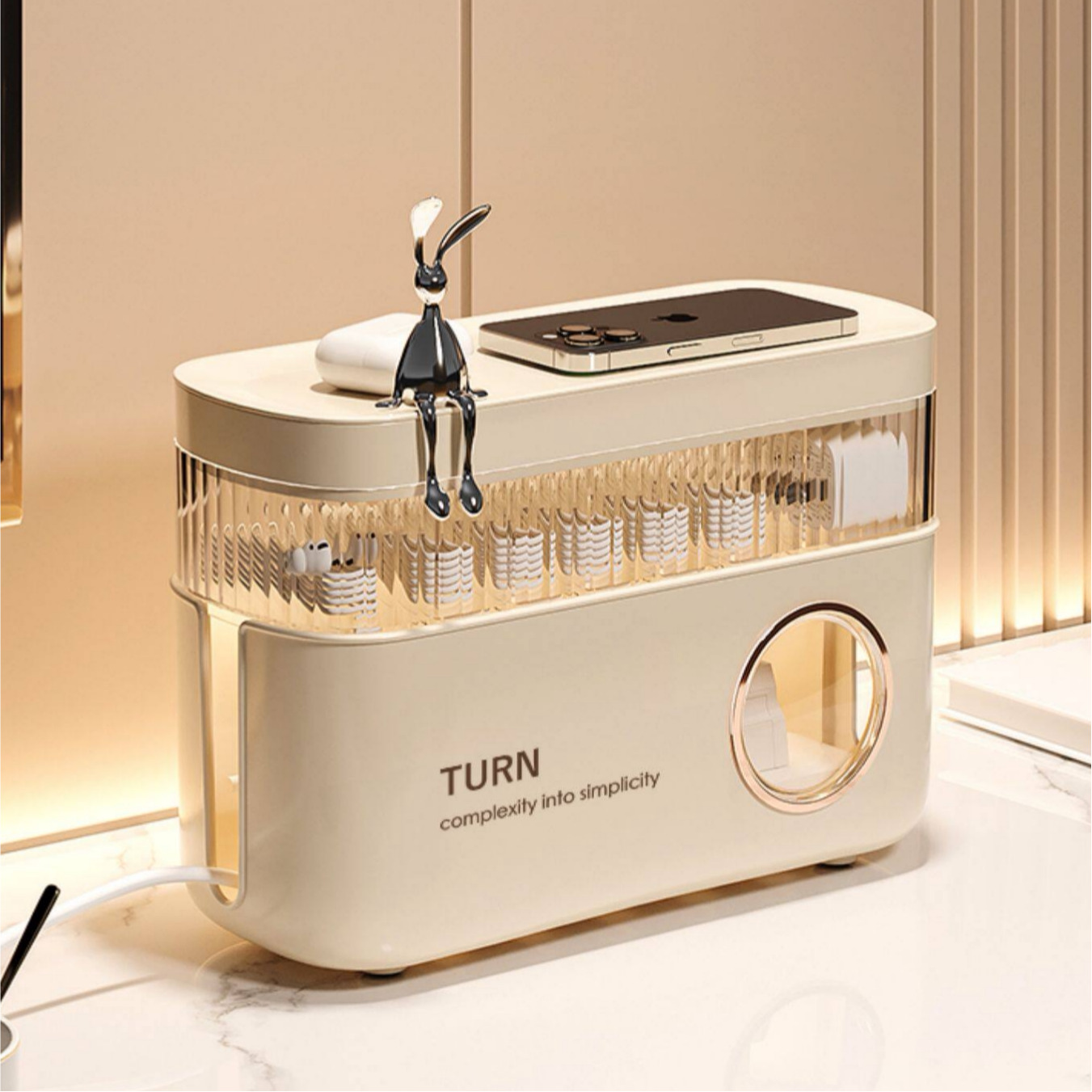 数据线收纳盒充电器电池插排三合一收纳盒可拆卸桌面理线集线盒