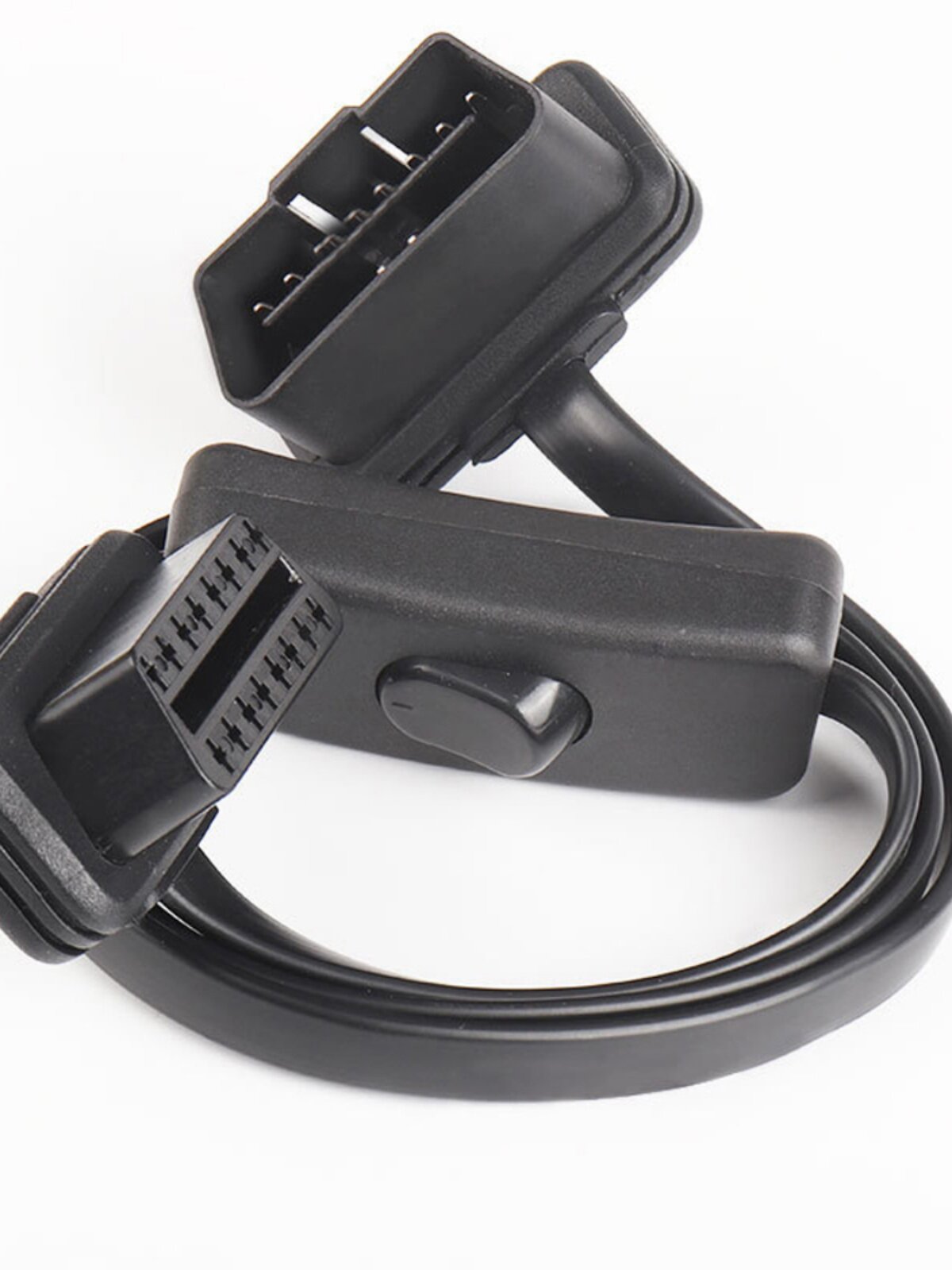 스위치가 있는 OBD2 연장 케이블 초박형 국수 팔꿈치 유형 자동차 OBD 플랫 케이블 커넥터 어댑터 케이블 60 CM