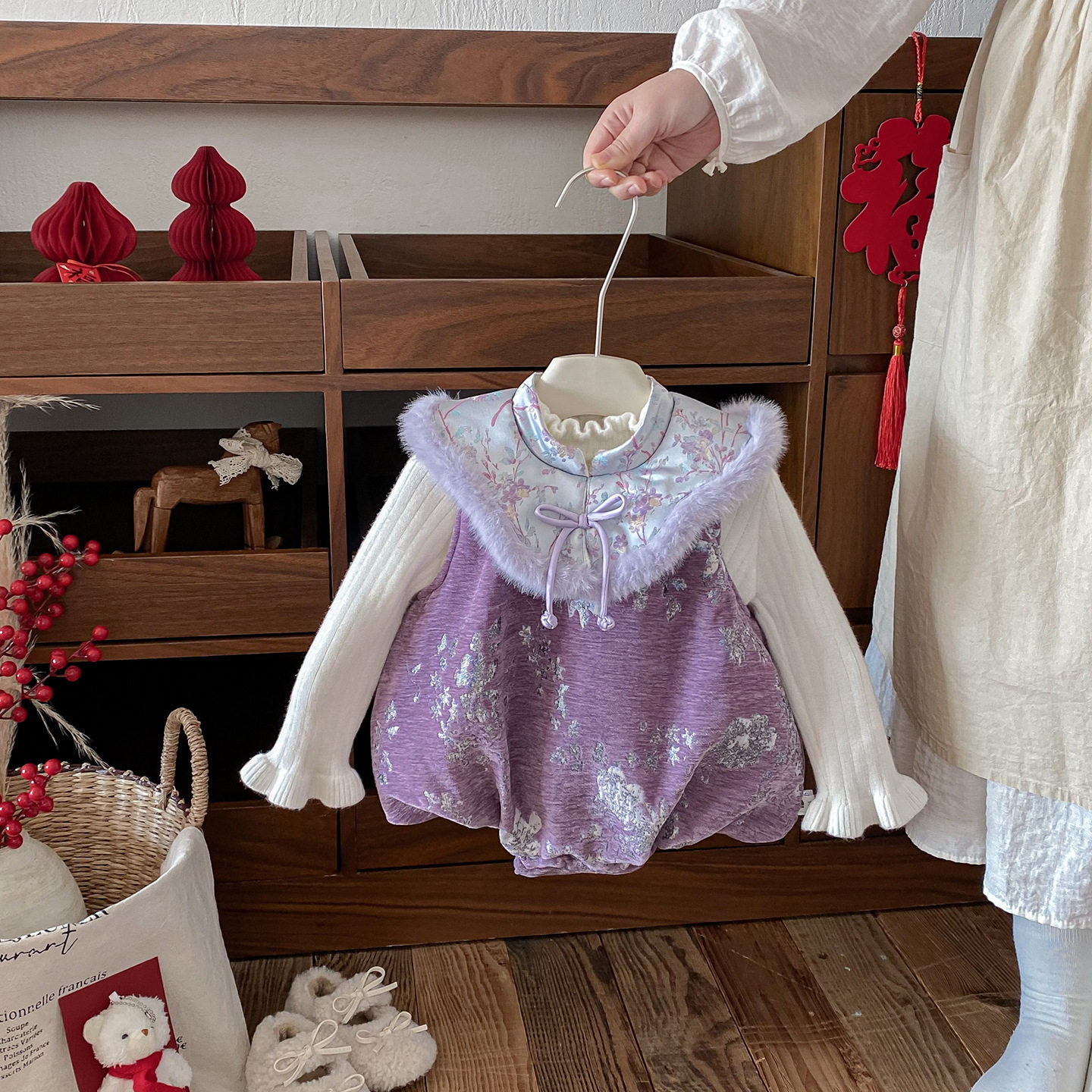 三折专区冬季婴幼儿加绒加厚新中式哈衣套装女宝连体衣毛衣两件套,童装/婴儿装/亲子装,毛衣/针织衫,淘宝优惠券,粉丝福利购,淘宝优惠卷