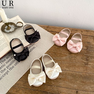 【2折专区】2024春秋款女鞋子大胡蝶结点缀珠子防滑耐磨软底鞋