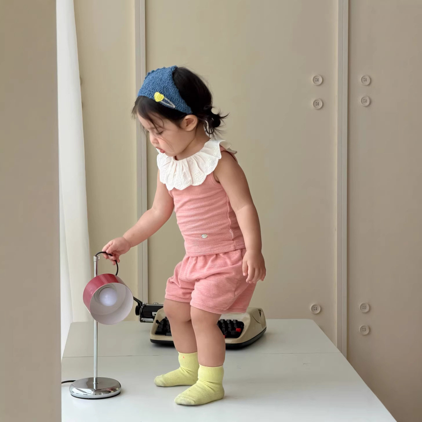 儿童服装夏季薄款宝宝居家套装韩版童装2026女童花边领T恤衫套装