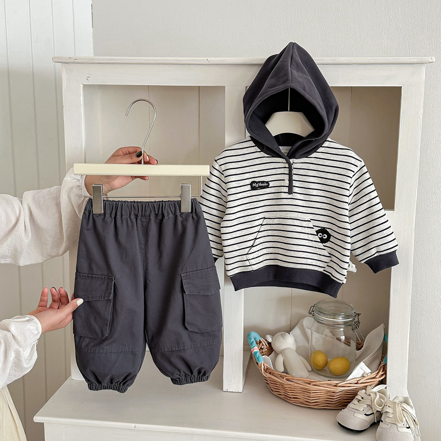 点兮春季新款婴幼儿连帽条纹卫衣套装男宝宝上衣休闲裤韩版两件套,童装/婴儿装/亲子装,儿童运动套装,淘宝优惠券,粉丝福利购,淘宝优惠卷