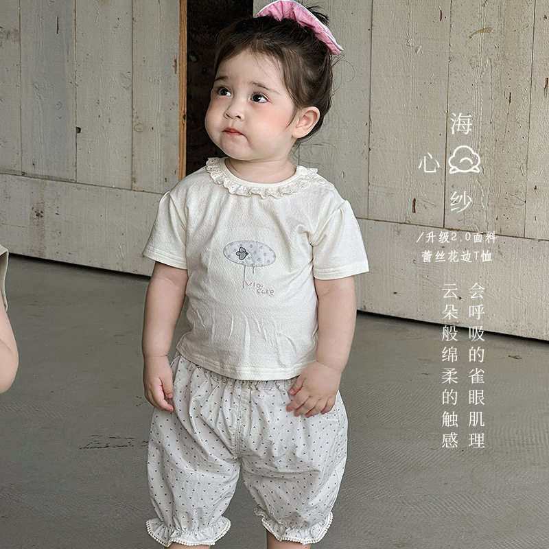 女童夏季短袖套装薄款韩版婴幼儿短裤两件套女宝宝夏装外出服 a类