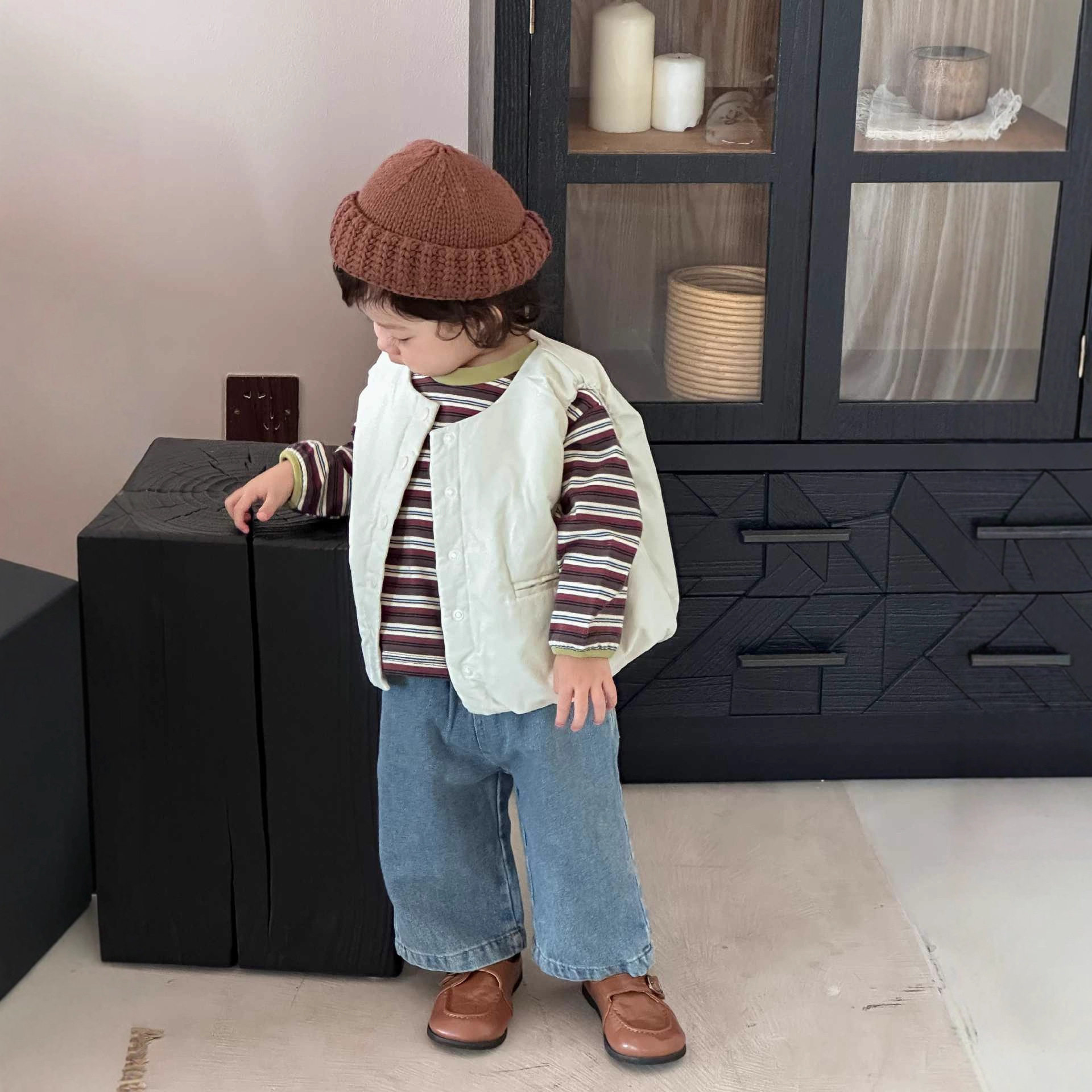 宝宝春季马甲外套韩版童装2026新款儿童春装衣服男童条纹卫衣套装