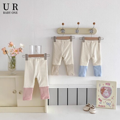 【2折专区】冬款婴幼童装加绒加厚拼接打底裤女童弹力坑条裤子
