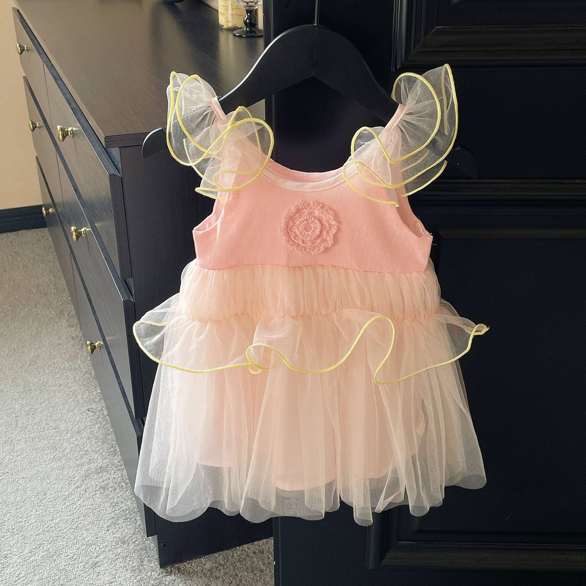 裙子女童新款网纱连衣裙儿童蓬蓬裙蓝色亮片公主裙童装洋气礼服裙
