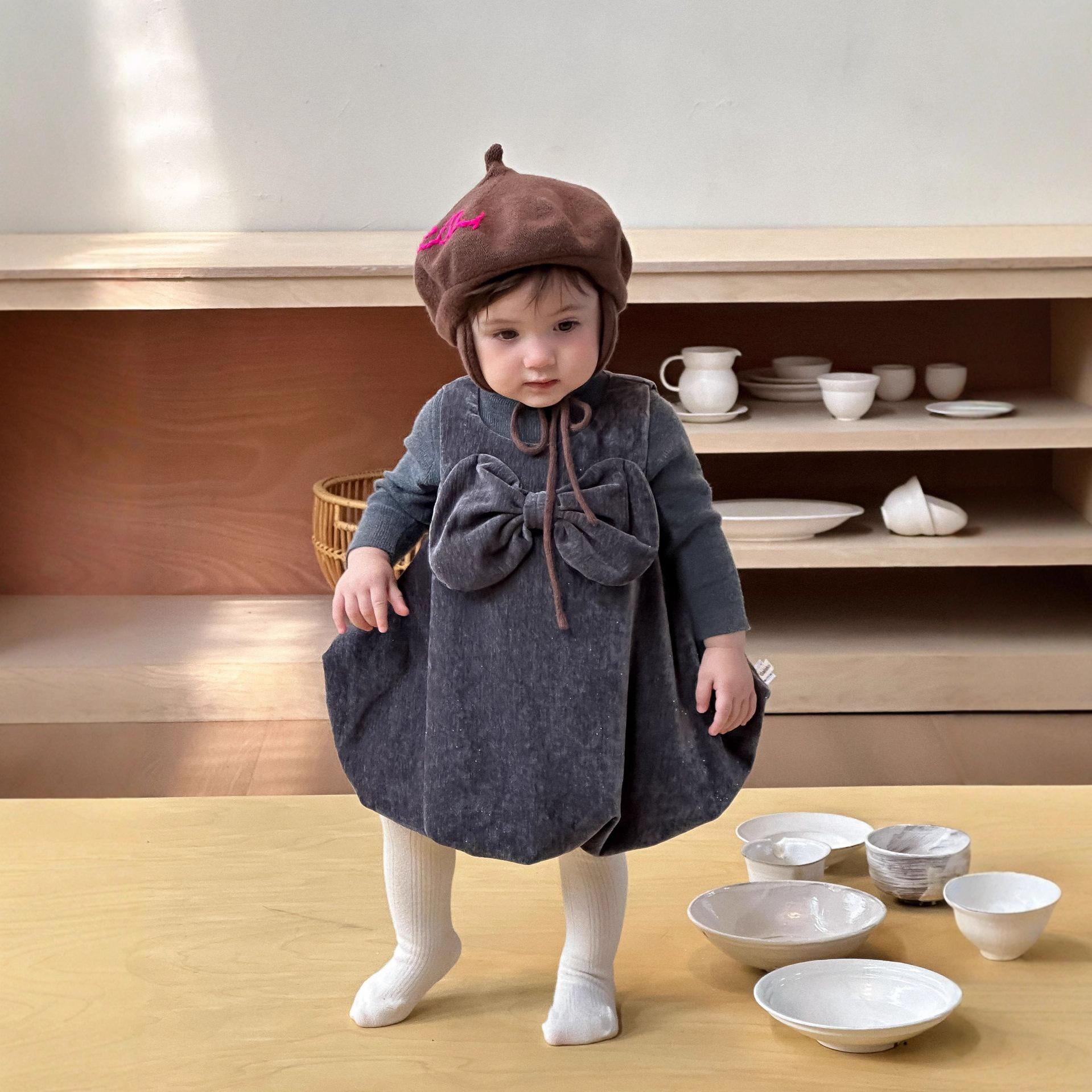 一折专区2025秋冬绒料加里连衣裙新款儿童赫本风礼服小女孩公主裙