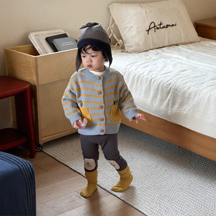 儿童针织外套春装宝宝衣服春季韩版童装2026新款男童长袖套装春款