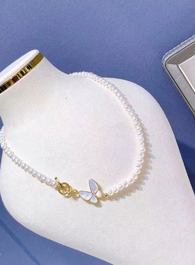 单层蝴蝶扣项链锁骨链毛衣链