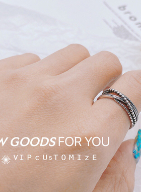 纯银饰品男女款开口复古串珠戒指